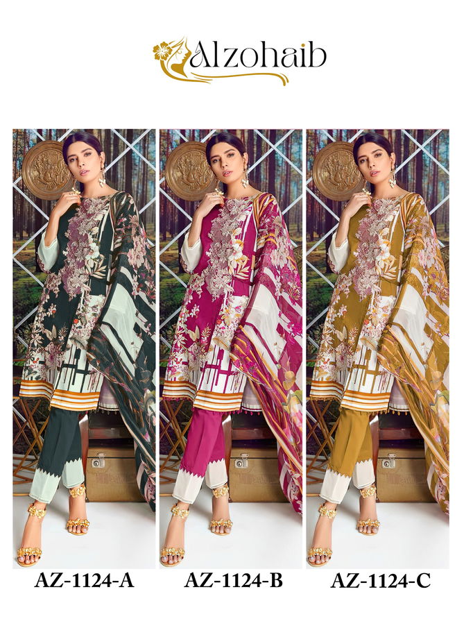 Alzohaib Az 1124 A To C Cotton Printed Pakistani Suits Wholesalers In Delhi